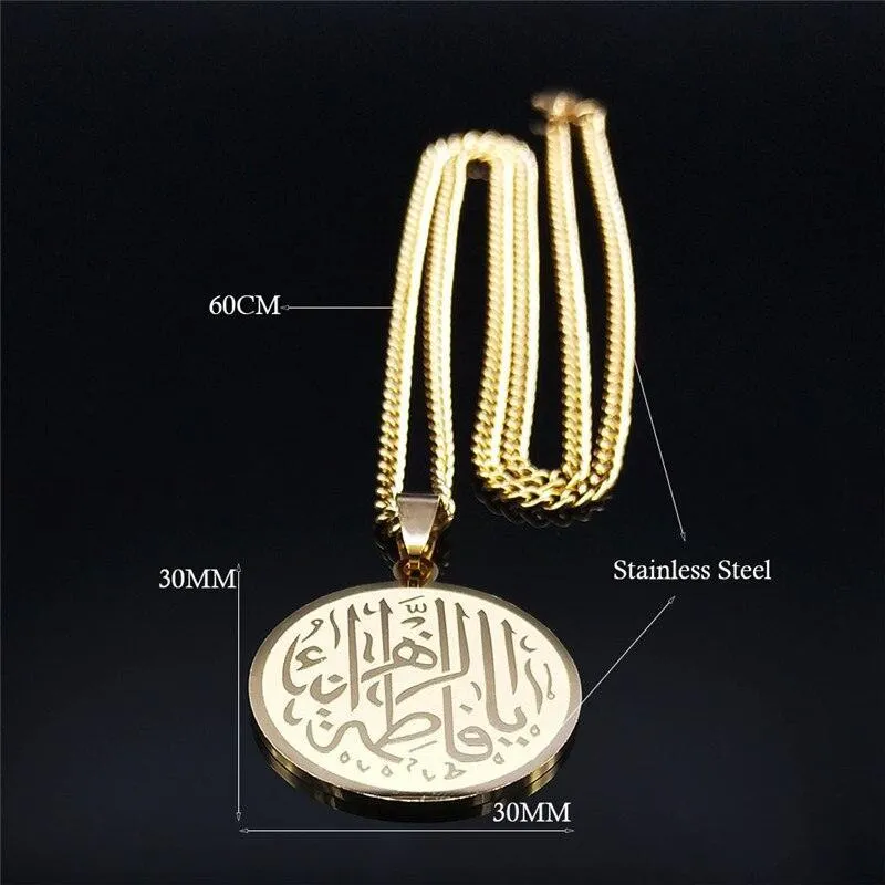 NEW Gold Color Long Choker Stainless Steel Islam Allah of Afghanistan Necklaces Women/Men jewellery