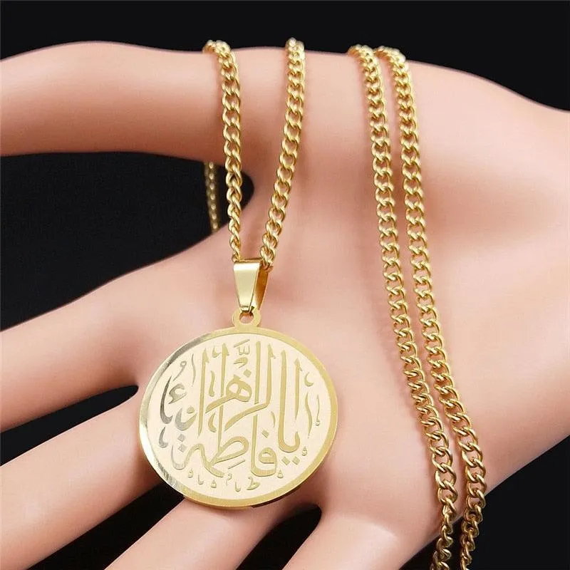 NEW Gold Color Long Choker Stainless Steel Islam Allah of Afghanistan Necklaces Women/Men jewellery