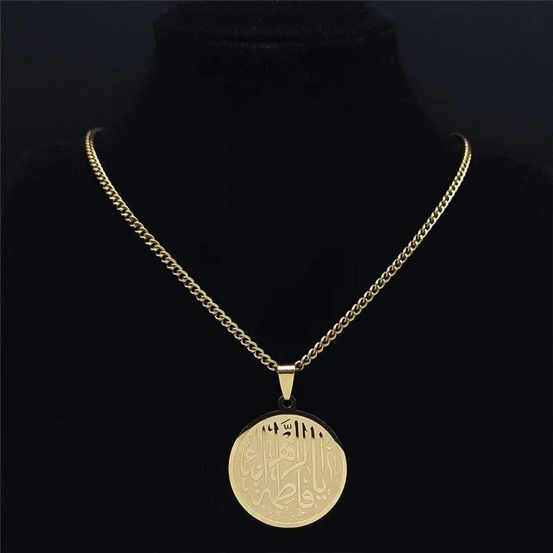 NEW Gold Color Long Choker Stainless Steel Islam Allah of Afghanistan Necklaces Women/Men jewellery