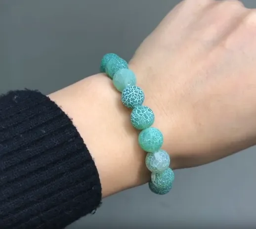 NEW Natural Stone Matte Frost Cracked Green Agates Beads For Jewelry Making Onyx Beads 6/8/10mm Diy Bracelet Necklace 15'' Strand