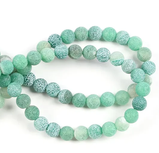 NEW Natural Stone Matte Frost Cracked Green Agates Beads For Jewelry Making Onyx Beads 6/8/10mm Diy Bracelet Necklace 15'' Strand