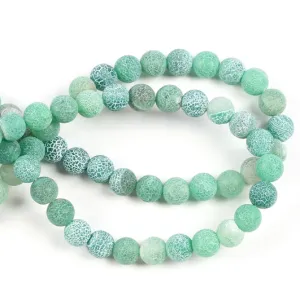 NEW Natural Stone Matte Frost Cracked Green Agates Beads For Jewelry Making Onyx Beads 6/8/10mm Diy Bracelet Necklace 15'' Strand