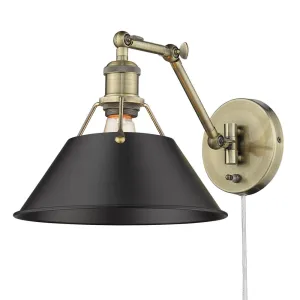 Orwell 1 Light Articulating Wall Sconce BRASS W. MATTE BLACK SHADE