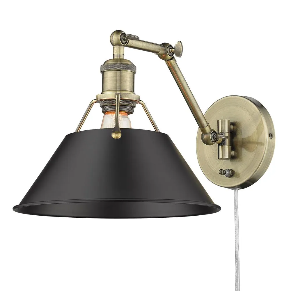 Orwell 1 Light Articulating Wall Sconce BRASS W. MATTE BLACK SHADE