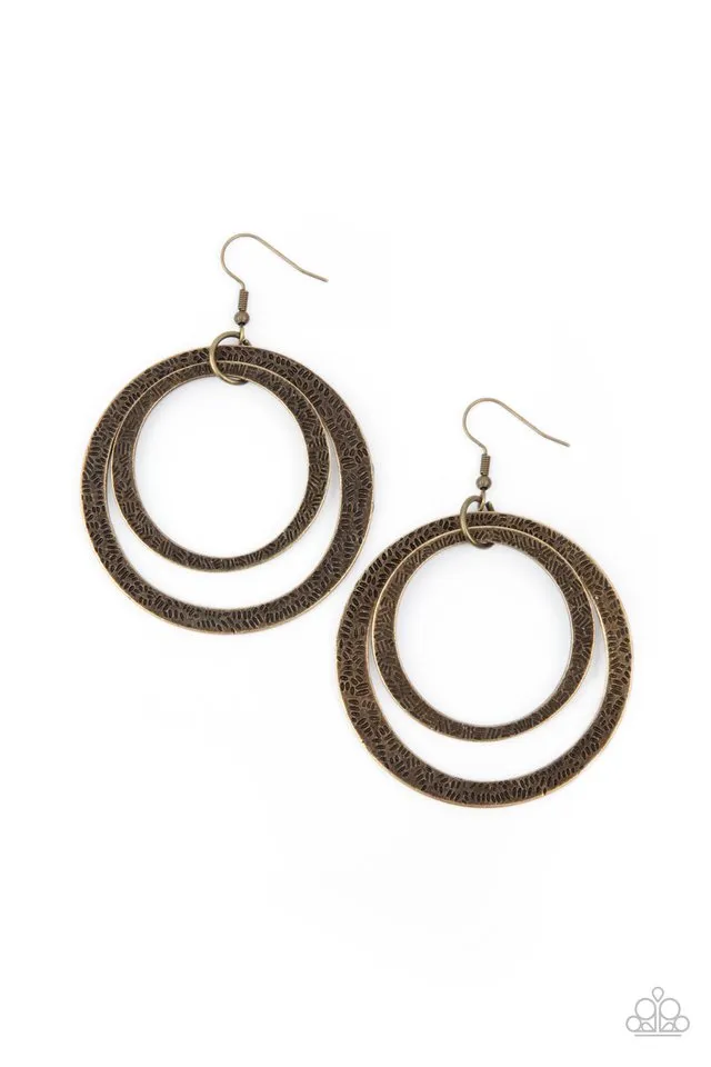 Paparazzi Earring ~ Rounded Out - Brass