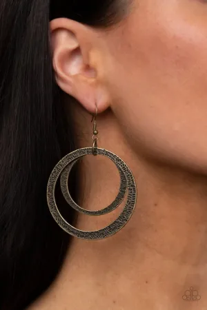 Paparazzi Earring ~ Rounded Out - Brass
