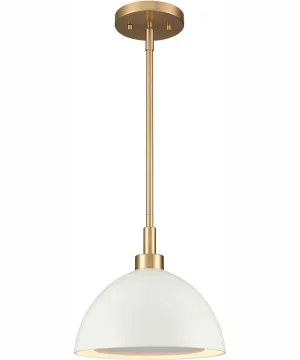 Pelham 10'' Wide 2-Light Pendant - Satin Brass/Matte White