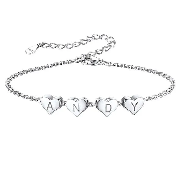 Personalized 1-6 Heart Initial Anklet for Women