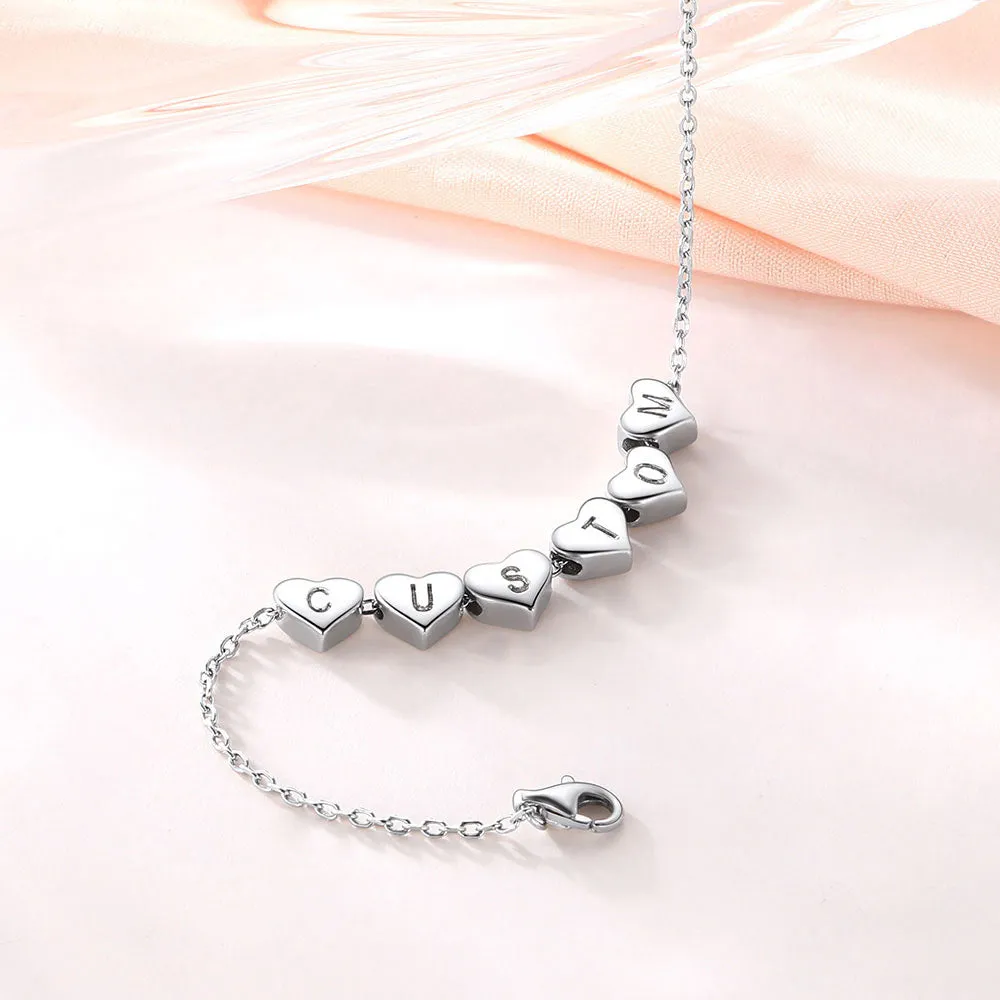 Personalized 1-6 Heart Initial Anklet for Women