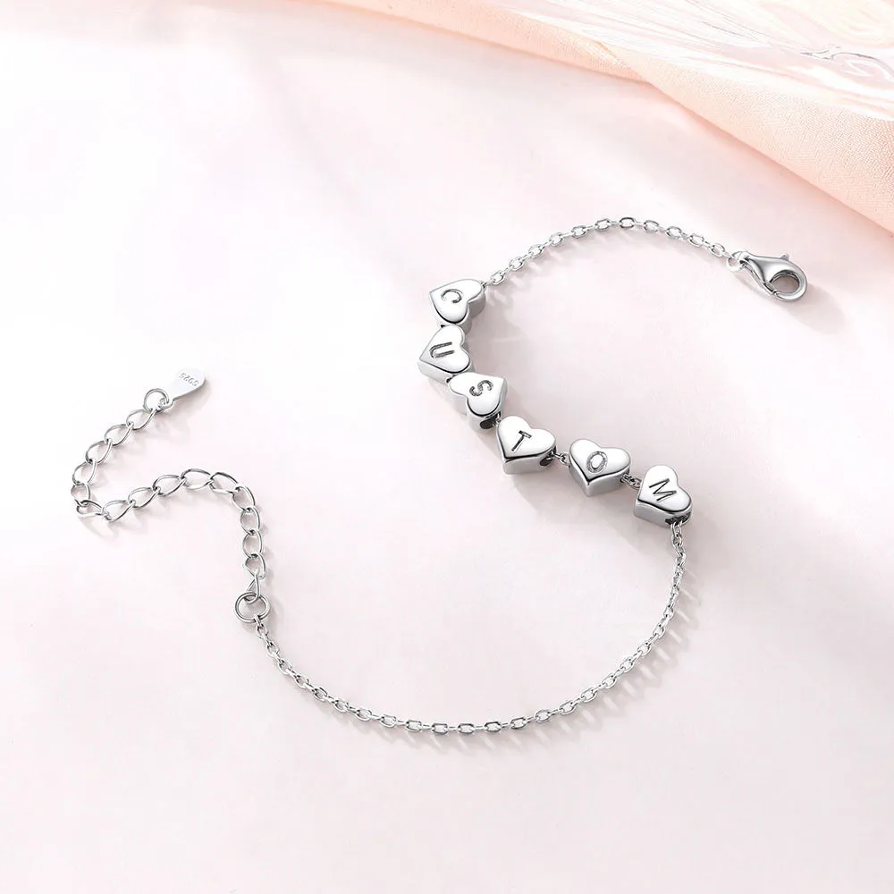 Personalized 1-6 Heart Initial Anklet for Women