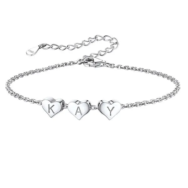 Personalized 1-6 Heart Initial Anklet for Women
