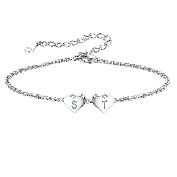 Personalized 1-6 Heart Initial Anklet for Women