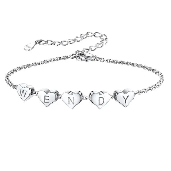 Personalized 1-6 Heart Initial Anklet for Women