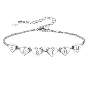 Personalized 1-6 Heart Initial Anklet for Women