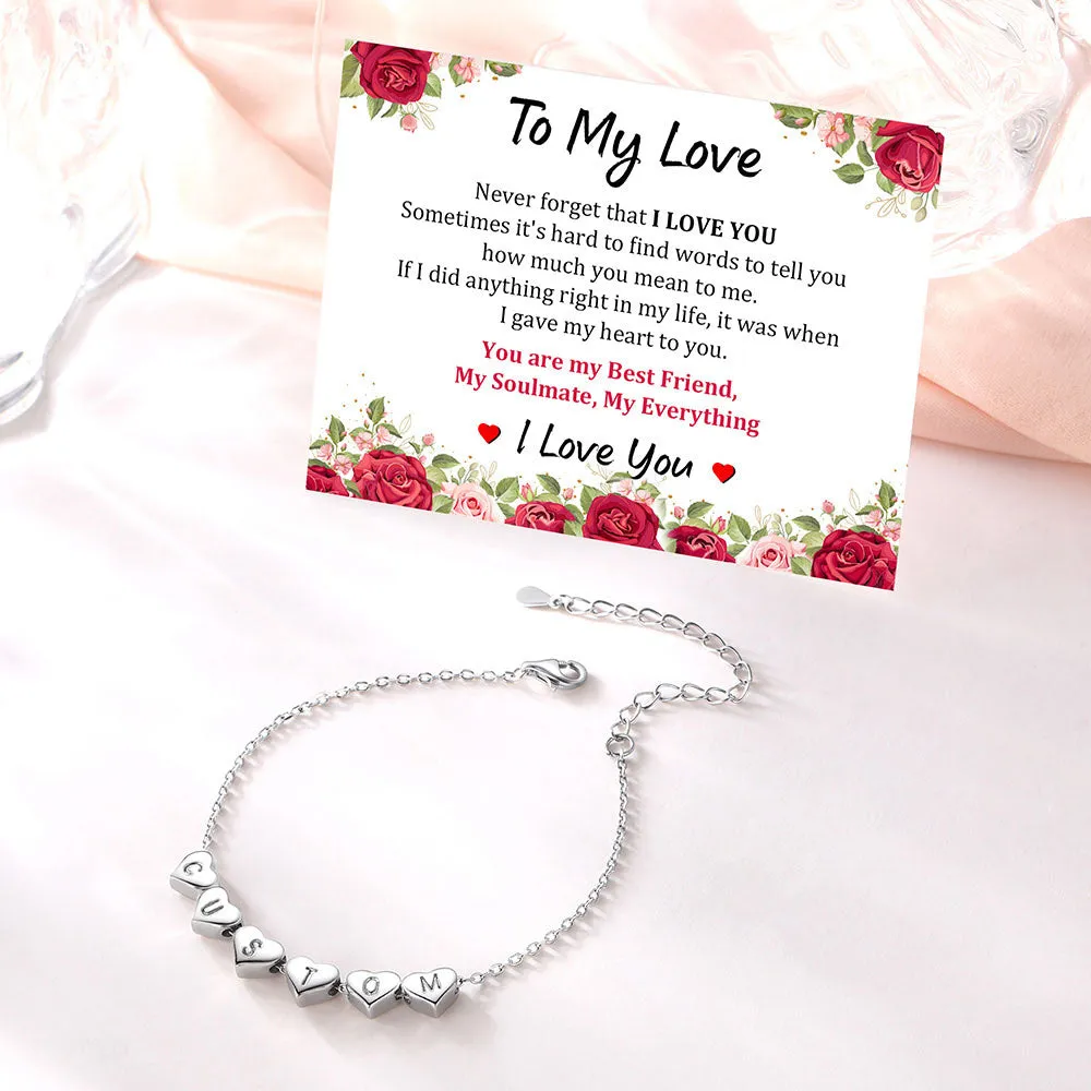 Personalized 1-6 Heart Initial Anklet for Women