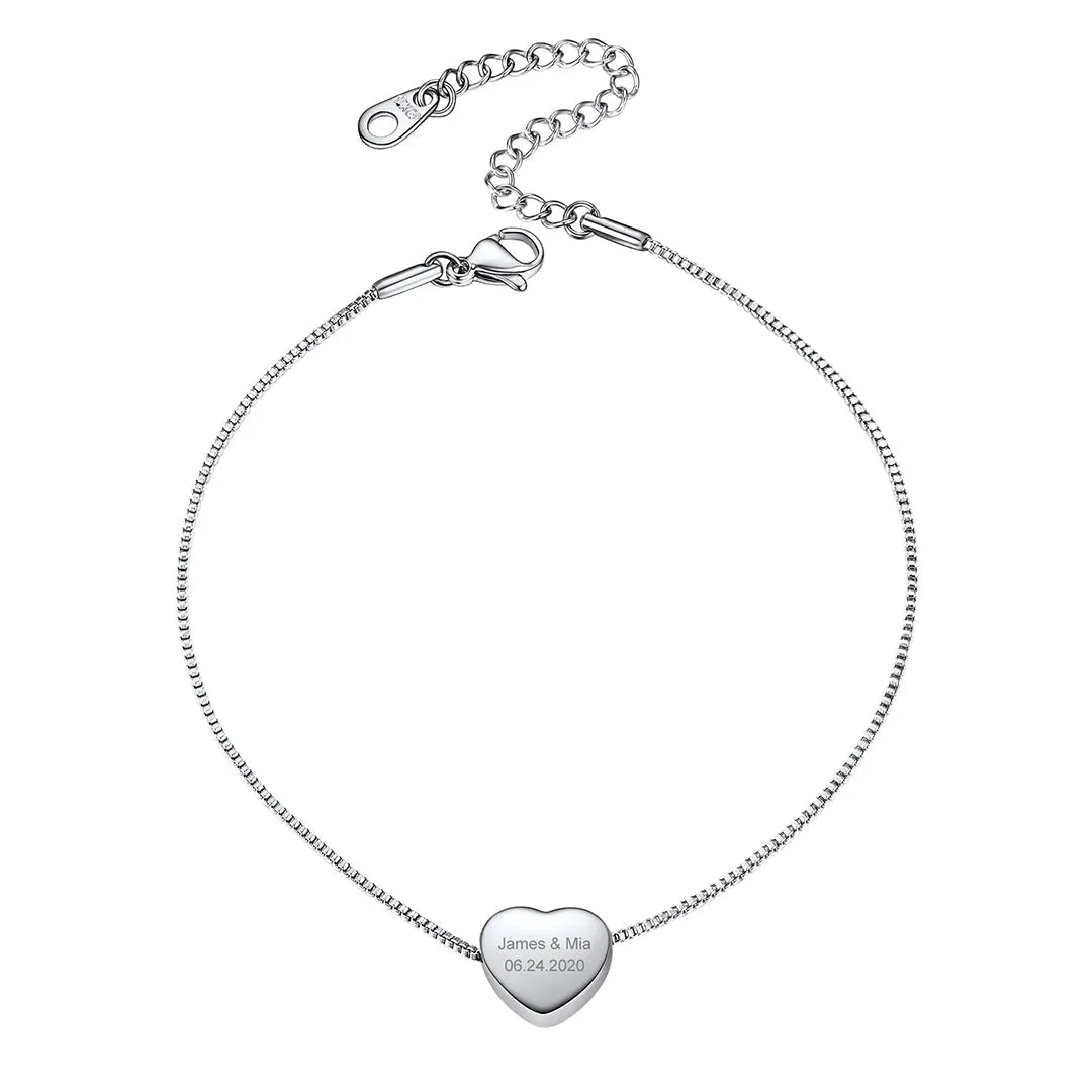 Personalized Engraved Heart Anklets For Women