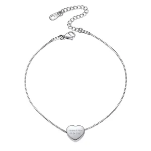 Personalized Engraved Heart Anklets For Women