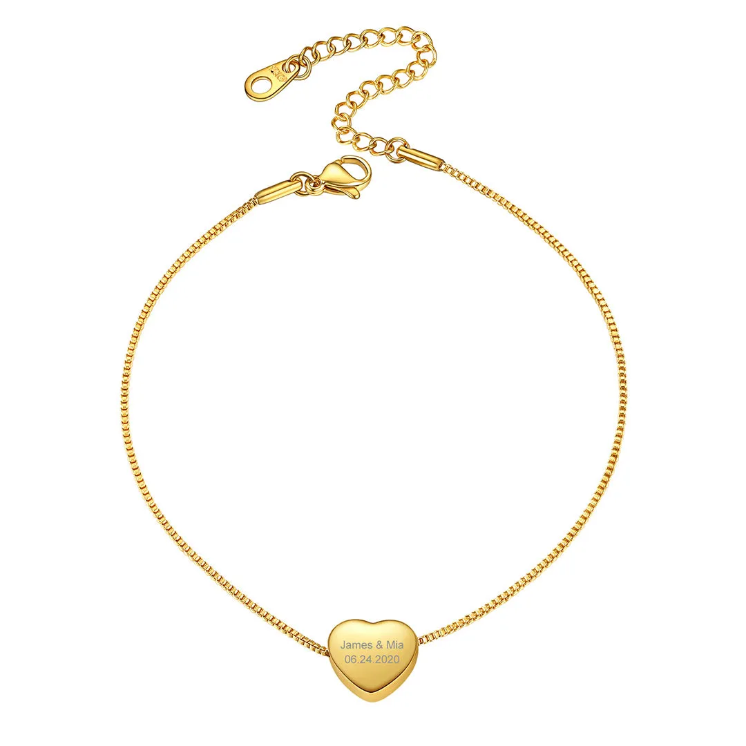 Personalized Engraved Heart Anklets For Women