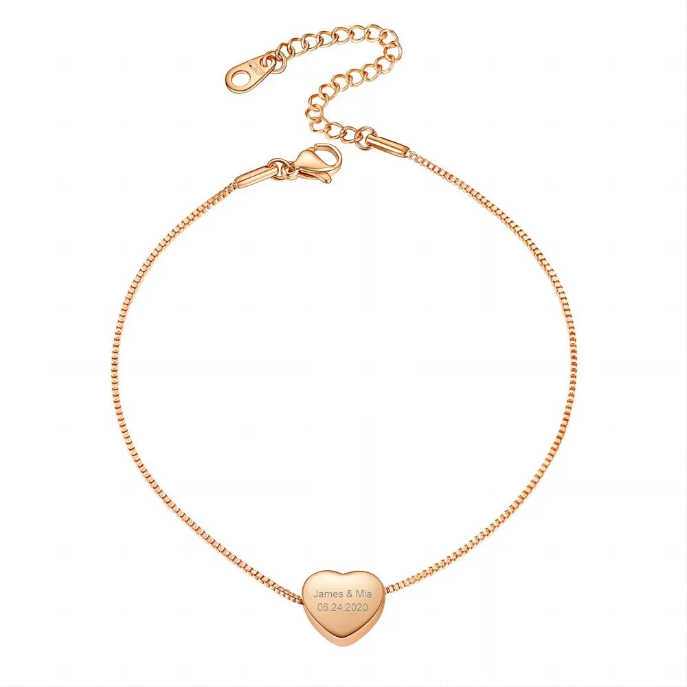 Personalized Engraved Heart Anklets For Women