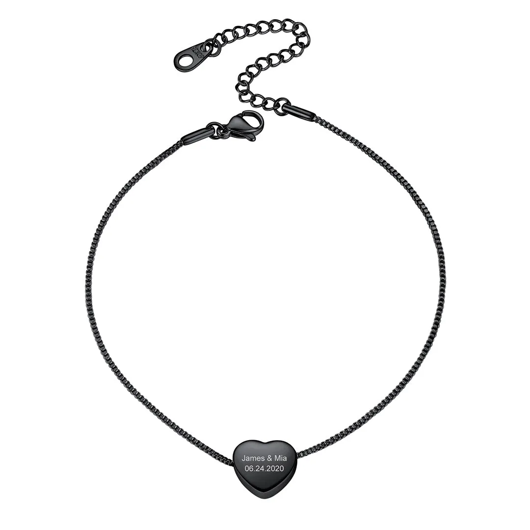 Personalized Engraved Heart Anklets For Women