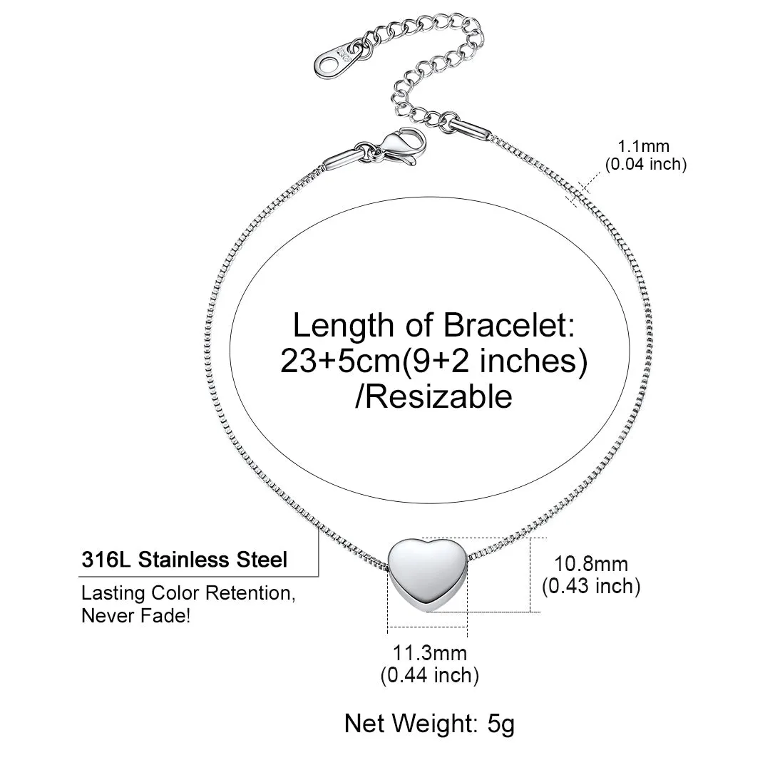Personalized Engraved Heart Anklets For Women