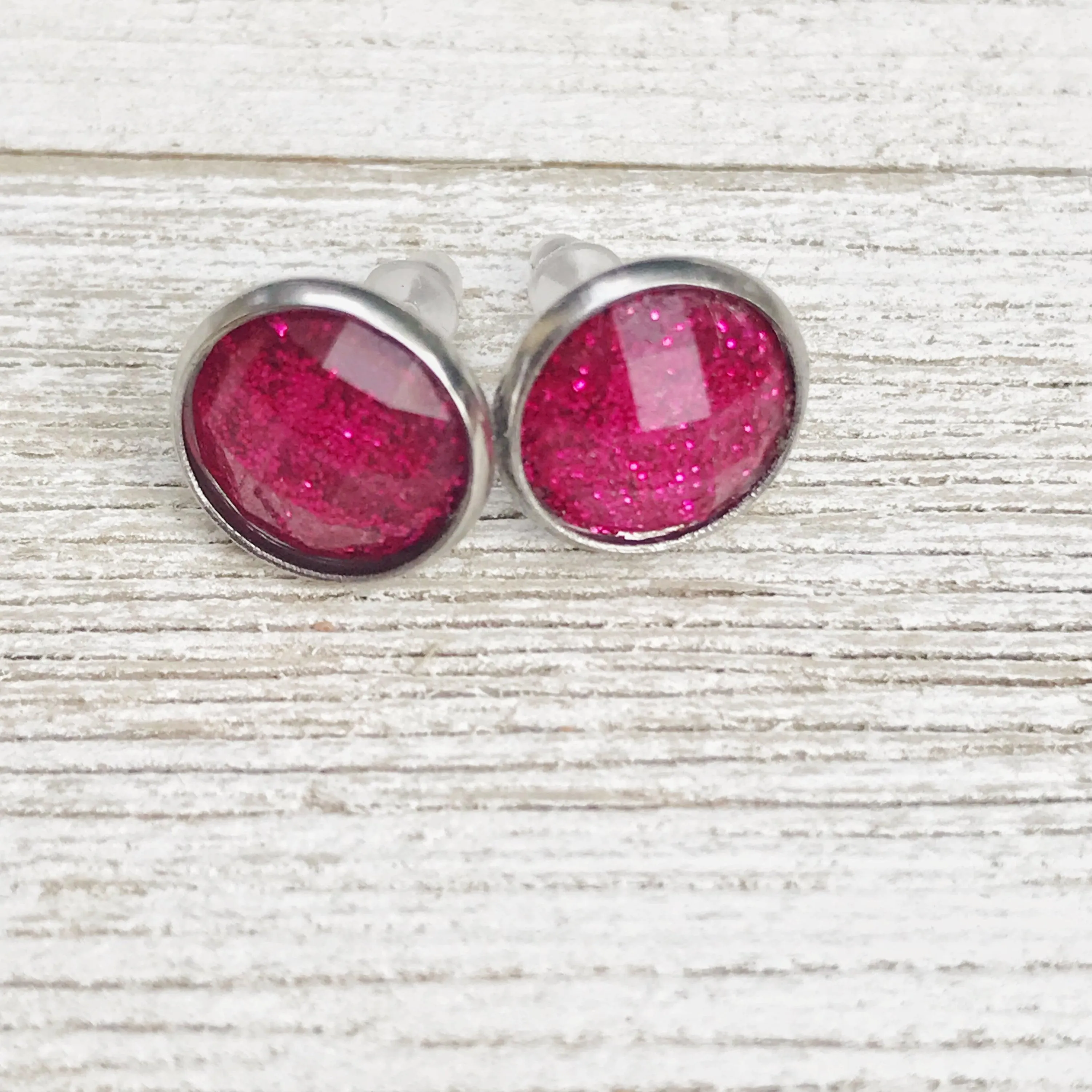Pink Glitter Acrylic Stud Earrings: Shimmering Accessories for Stylish Statements