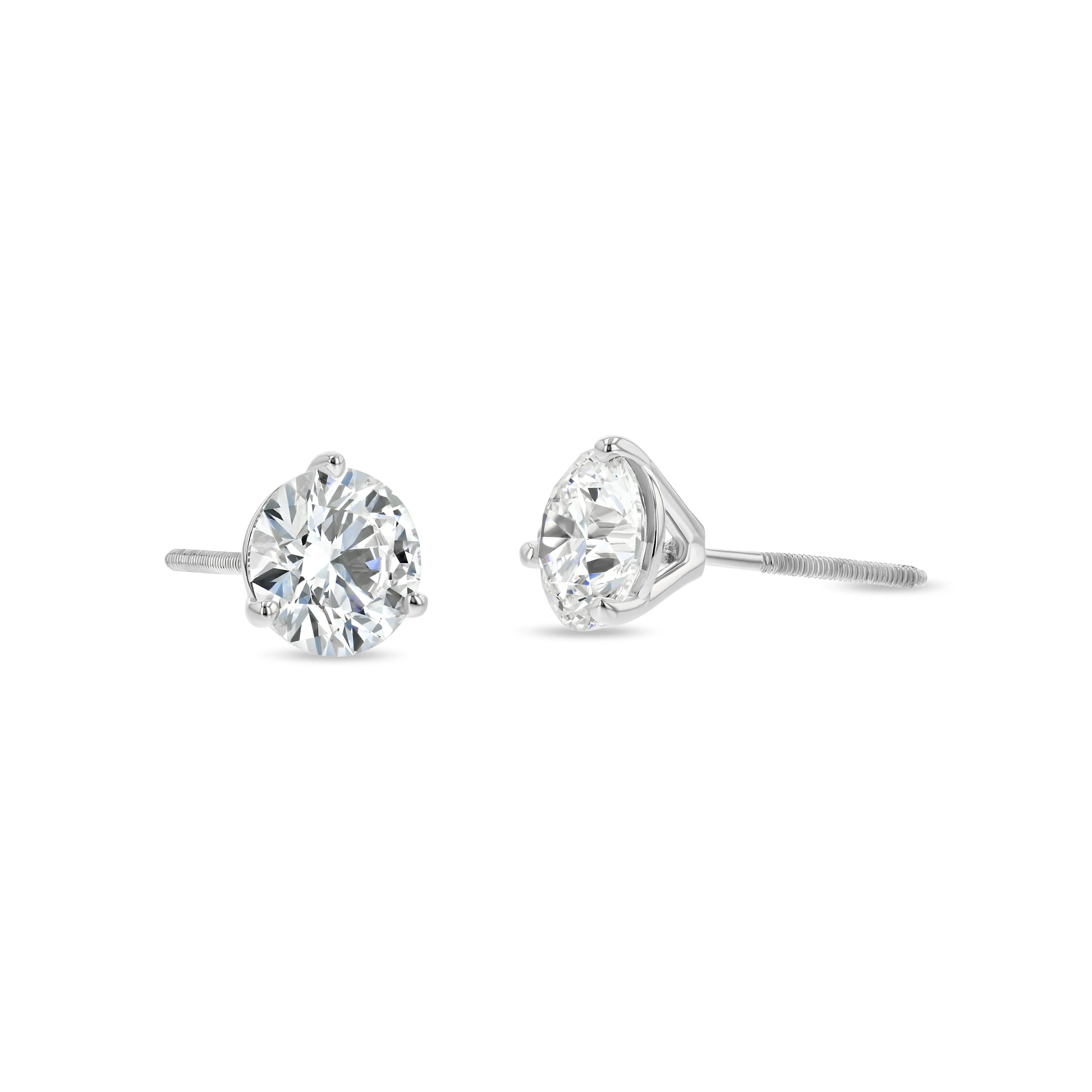 Platinum 3-prong Martini Round Diamond Stud Earrings 1ctw (5.0mm Ea), H Color, Si3-i1 Clarity