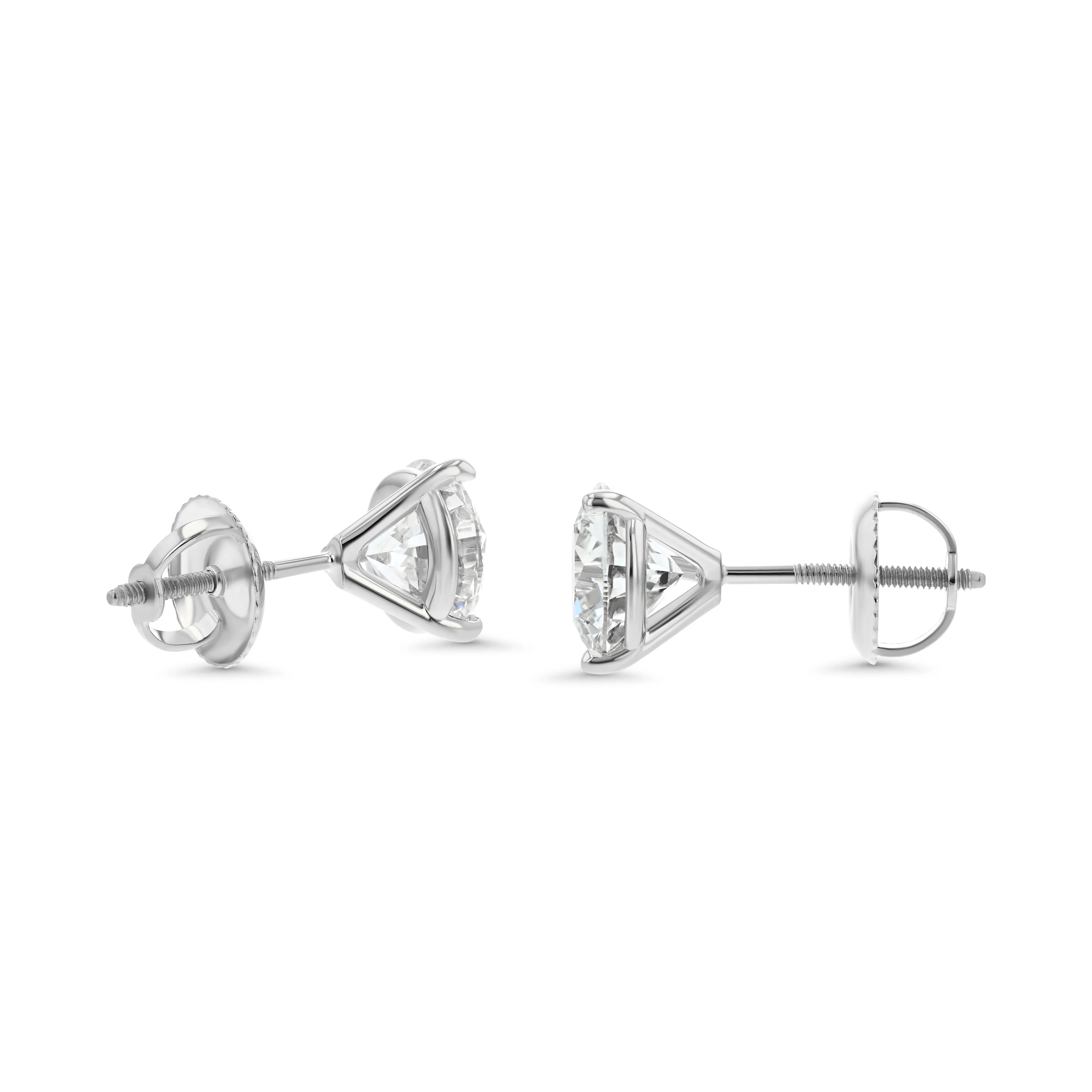 Platinum 3-prong Martini Round Diamond Stud Earrings 1ctw (5.0mm Ea), H Color, Si3-i1 Clarity