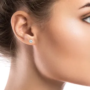 Platinum 3-prong Martini Round Diamond Stud Earrings 1ctw (5.0mm Ea), H Color, Si3-i1 Clarity