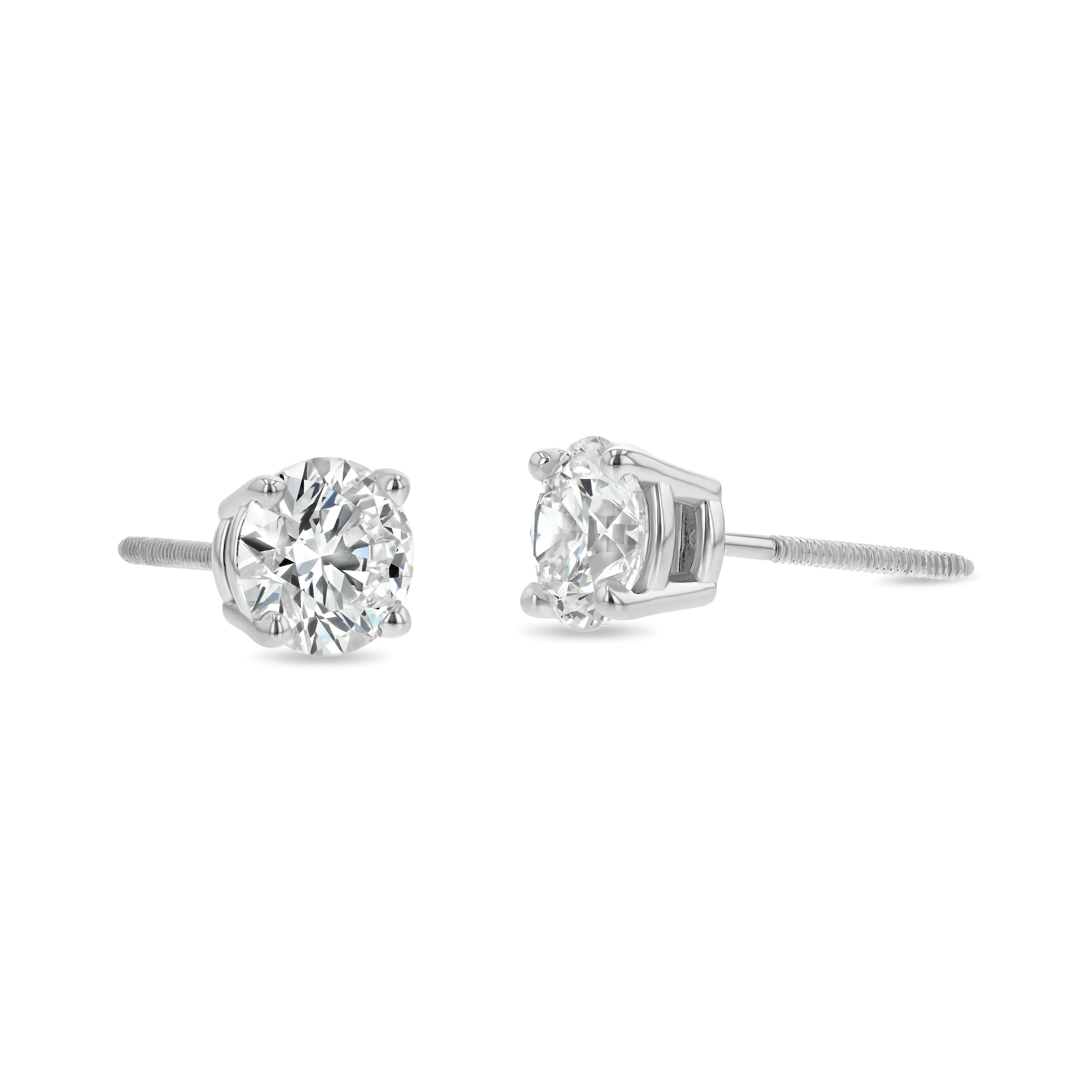 Platinum 4-prong Round Brilliant Diamond Stud Earrings (0.52 Ct. T.w., Si1-si2 Clarity, J-k Color)