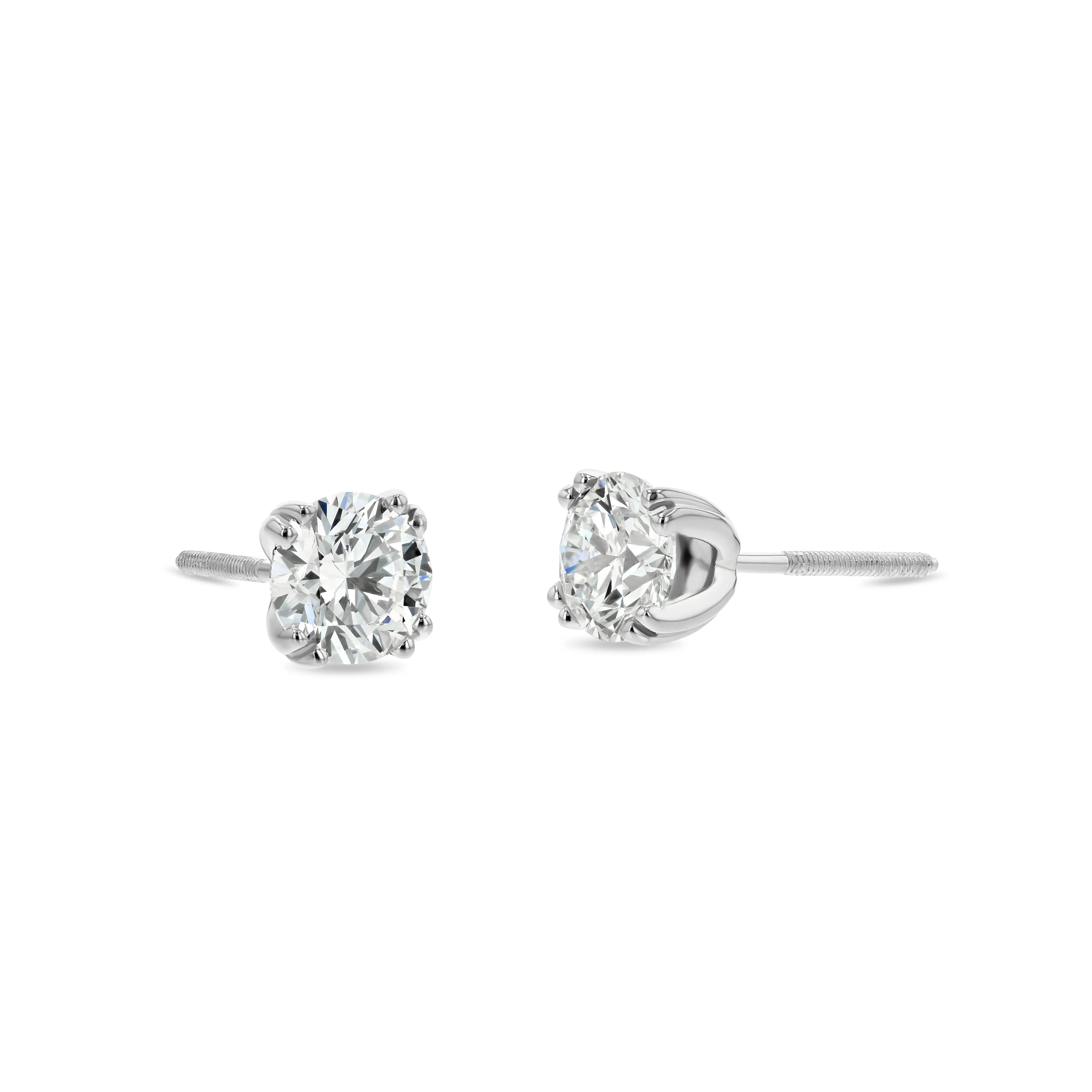 Platinum 8-prong Round Brilliant Diamond Stud Earrings (1.48 Ct. T.w., Vs1-vs2 Clarity, H-i Color)