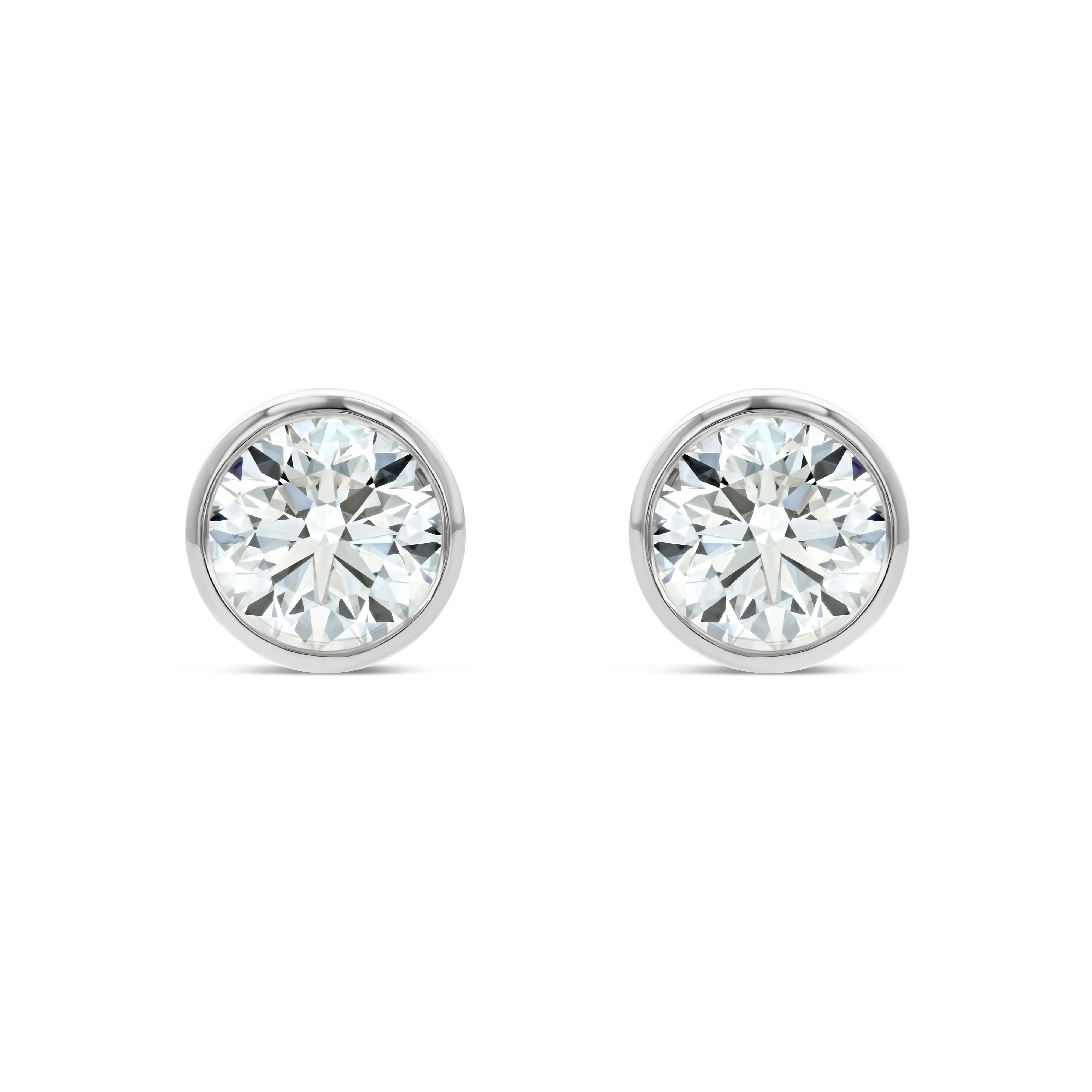 Platinum Bezel Round Diamond Stud Earrings 1ctw (5.2mm Ea), G Color, Si3 Clarity