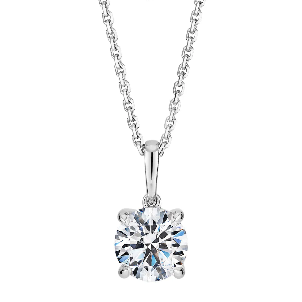 Premium Certified Lab-Grown Diamond, 1.00 carat round brilliant solitaire pendant in 18 carat white gold