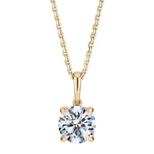 Premium Certified Lab-Grown Diamond, 1.00 carat round brilliant solitaire pendant in 18 carat yellow gold