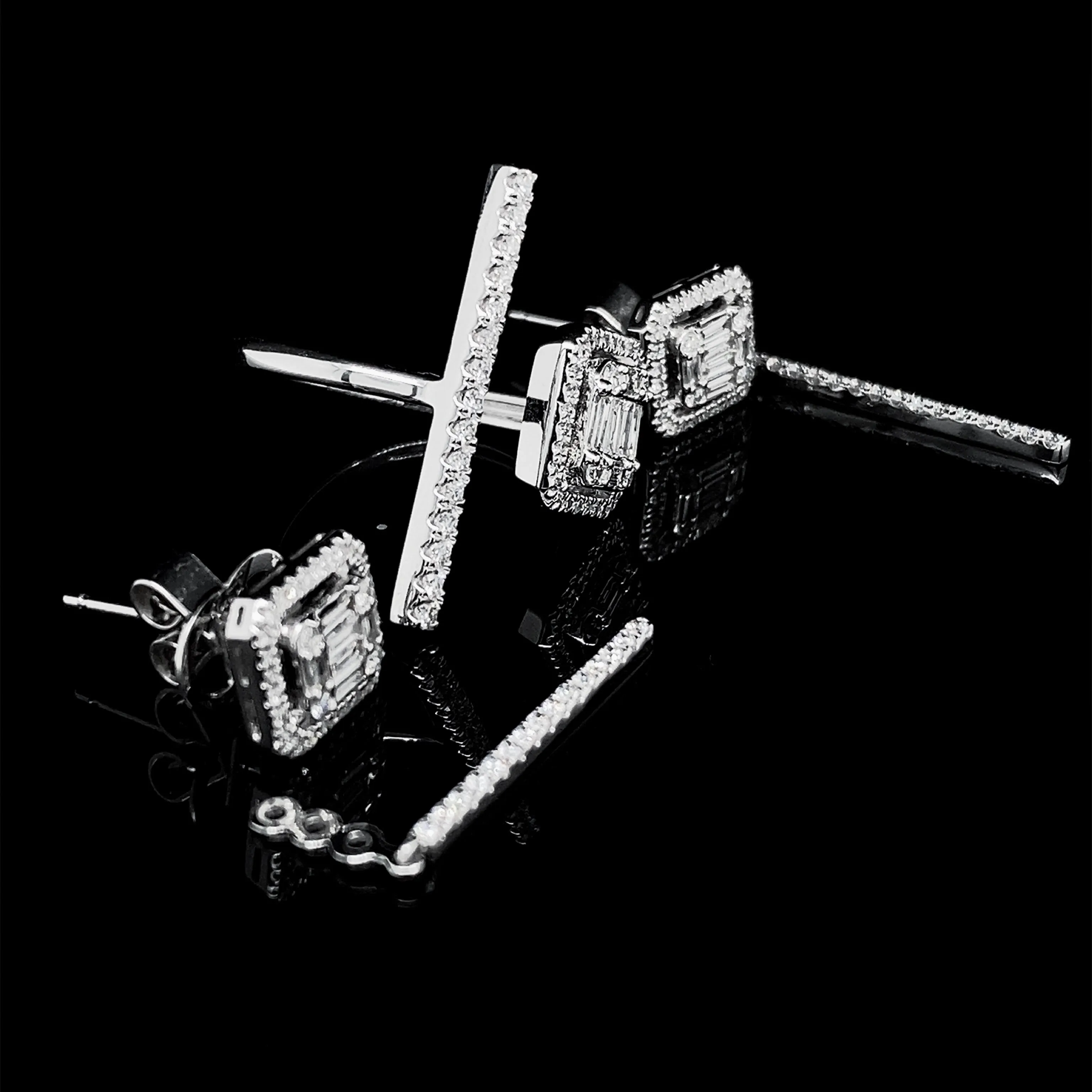 PREORDER | Stick Emerald Dangling Diamond Jewelry Set 14kt