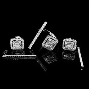 PREORDER | Stick Emerald Dangling Diamond Jewelry Set 14kt