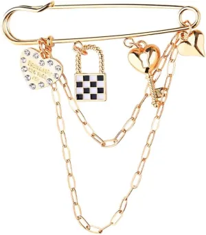 Punk Safety Pin Brooch Chain Collar Coat Shawl Brooch Pin Tassel Chain Brooch Charms Shawl Safety Pins Brooch for Women Clothing Accessories Heart Chain Brooch Pin Shawl Pins Y2k Jean Shoe Sock Pins