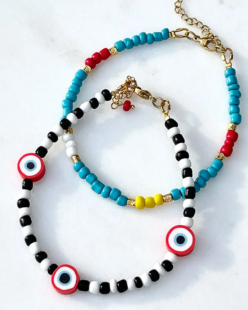 RAINBOW BEADS SUMMER ANKLET