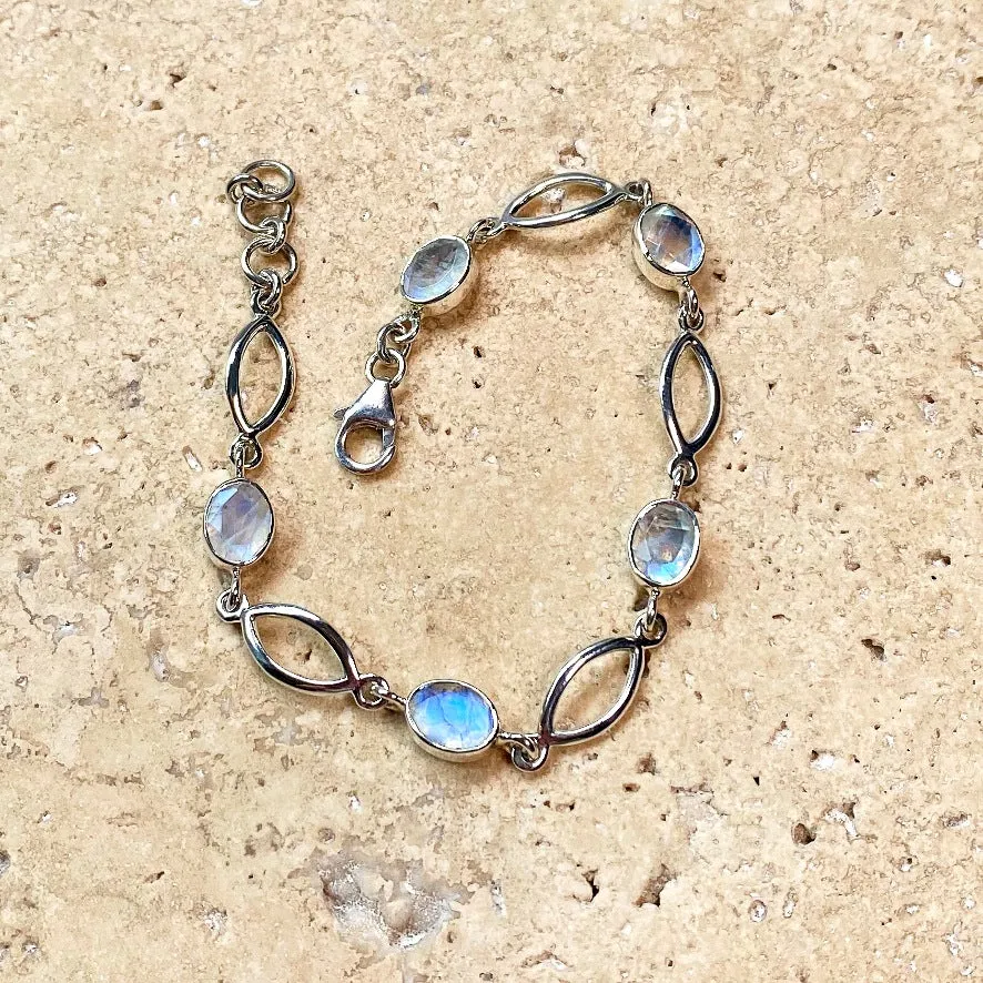 Rainbow Moonstone Five Gem Bracelet - Liriope
