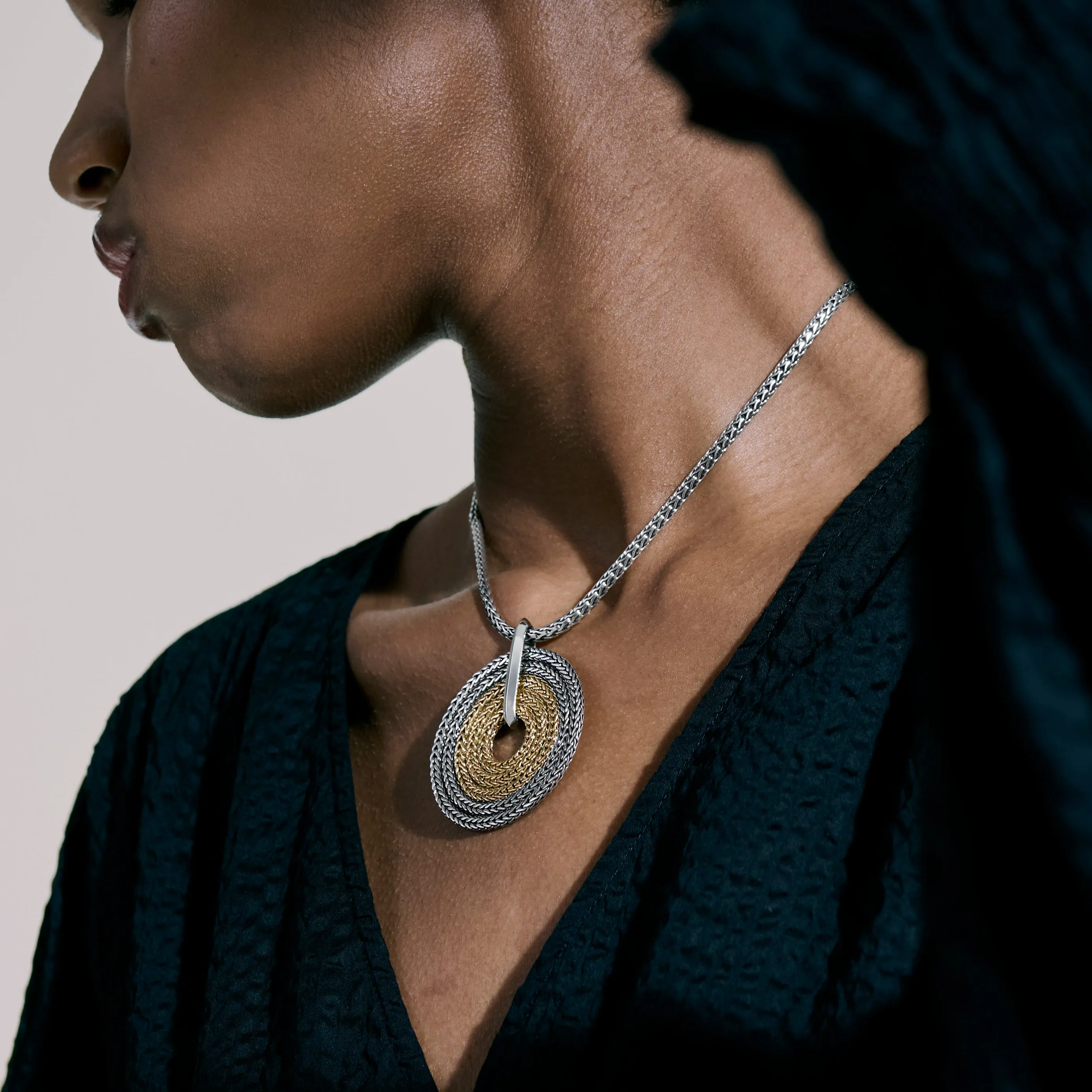 Rata Chain Pendant Necklace, Silver, Gold|NZ900970