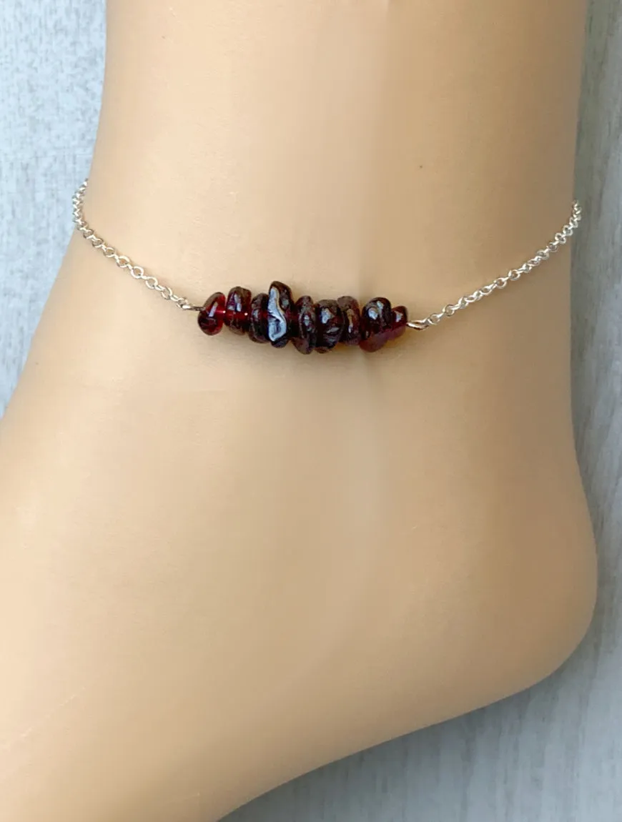 Raw Garnet Anklet