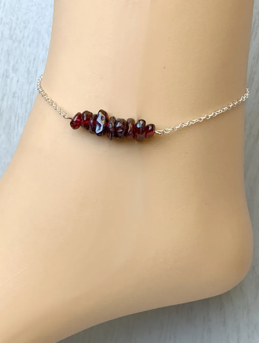 Raw Garnet Anklet