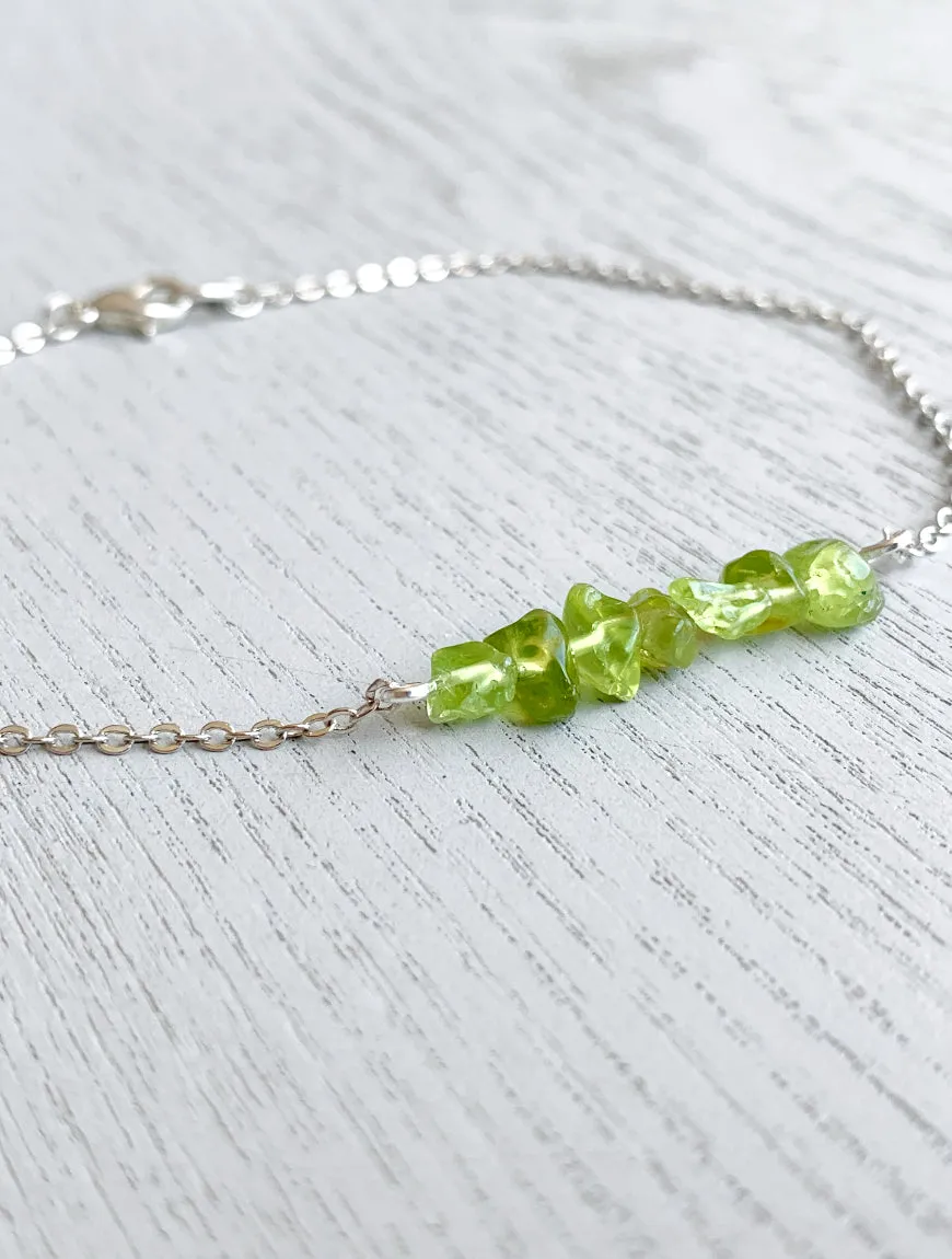 Raw Peridot Anklet