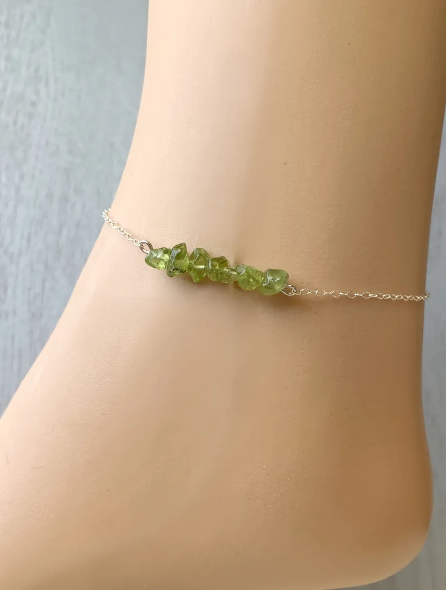 Raw Peridot Anklet