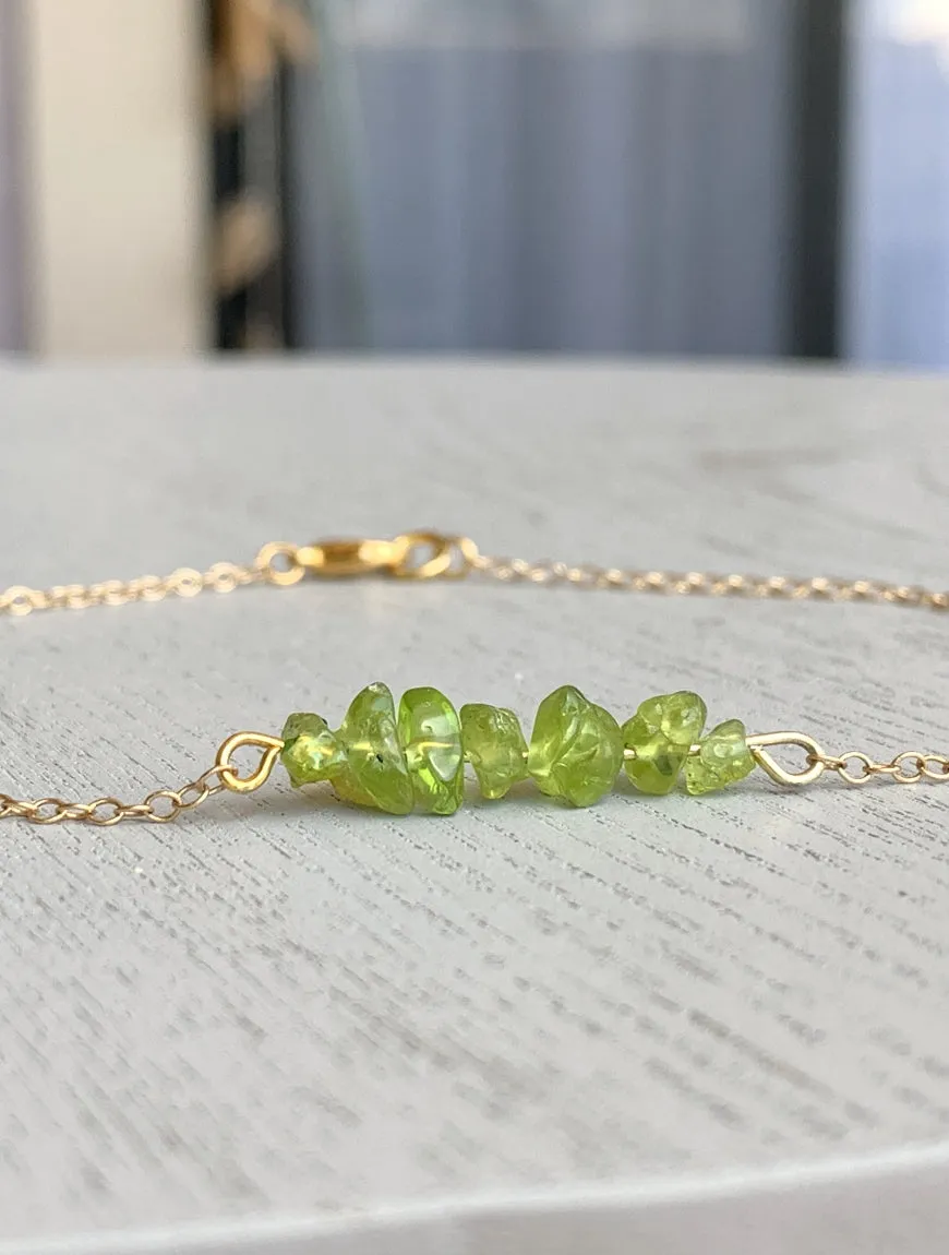 Raw Peridot Anklet