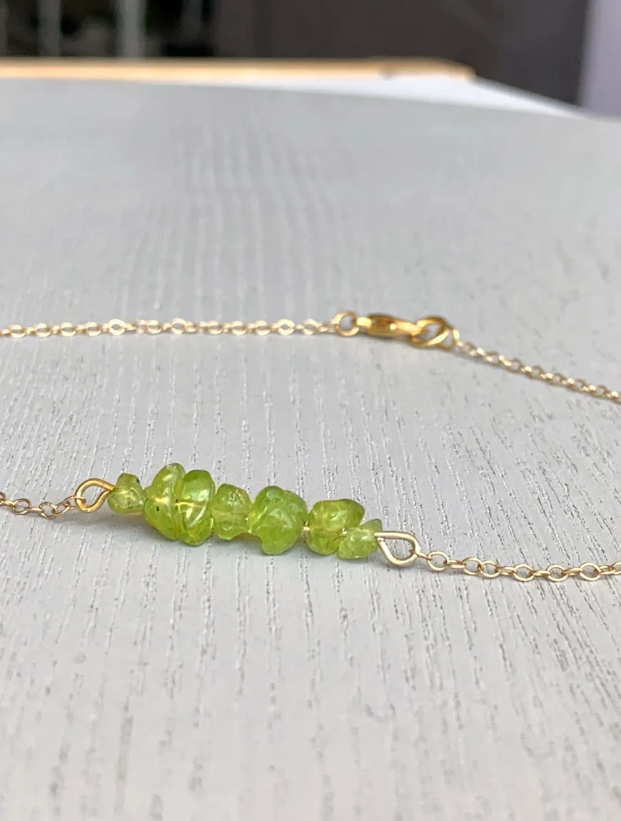 Raw Peridot Anklet