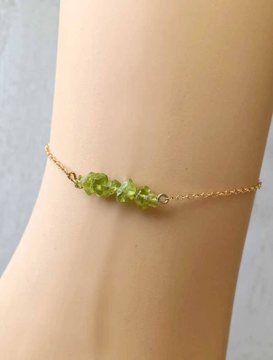 Raw Peridot Anklet