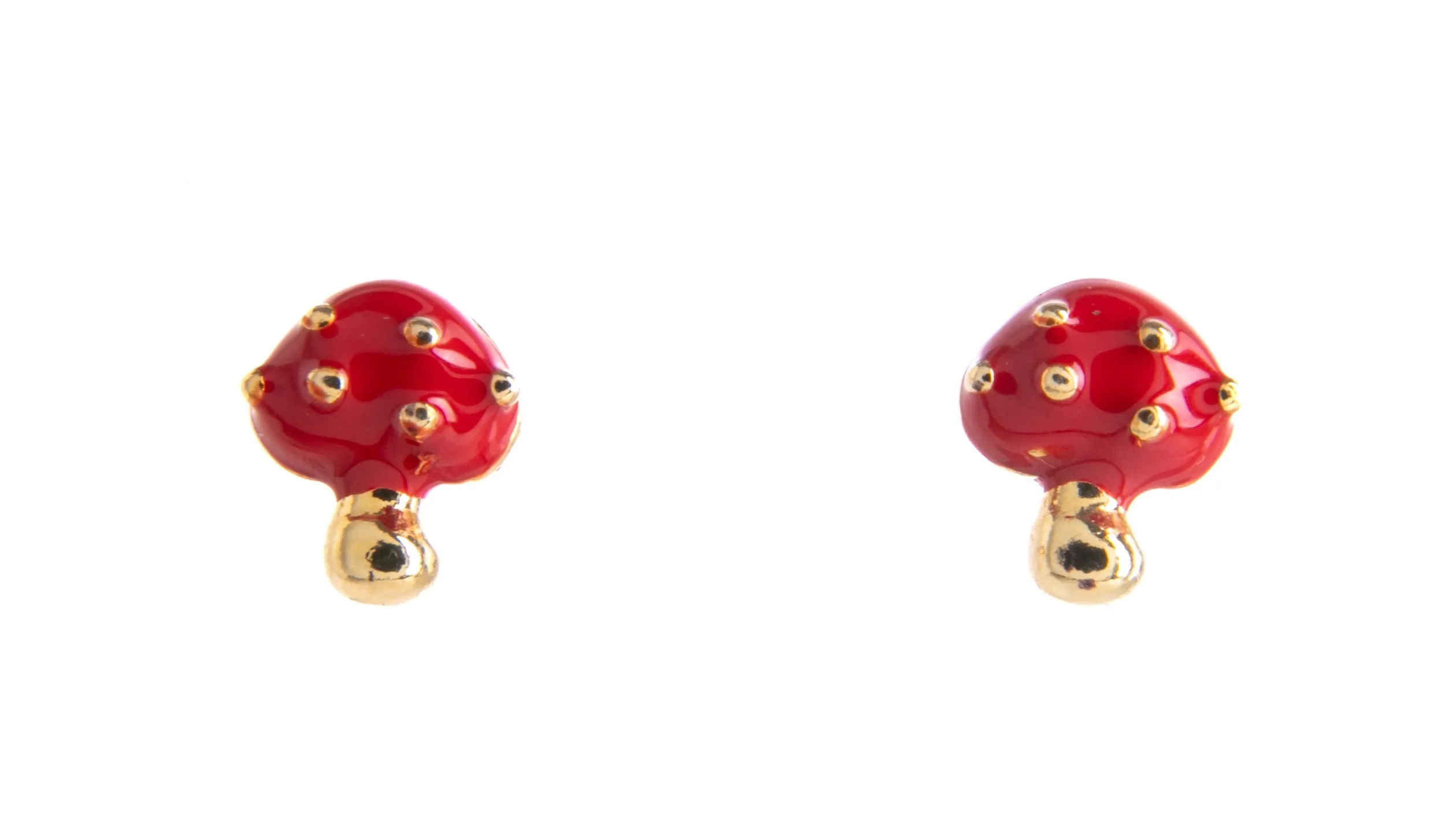 RED ENAMEL MUSHROOM STUD EARRINGS
