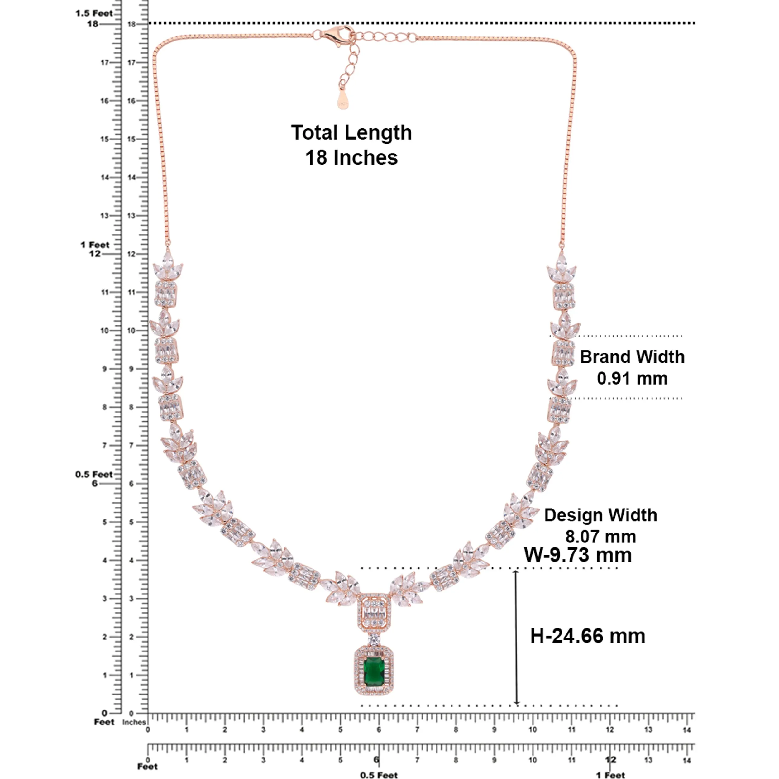 Regal Radiance Necklace with Emerald/Pink Stone Pendant | SKU : 0021189005, 0021189029, 0003526163, 0003526149, 0003525883