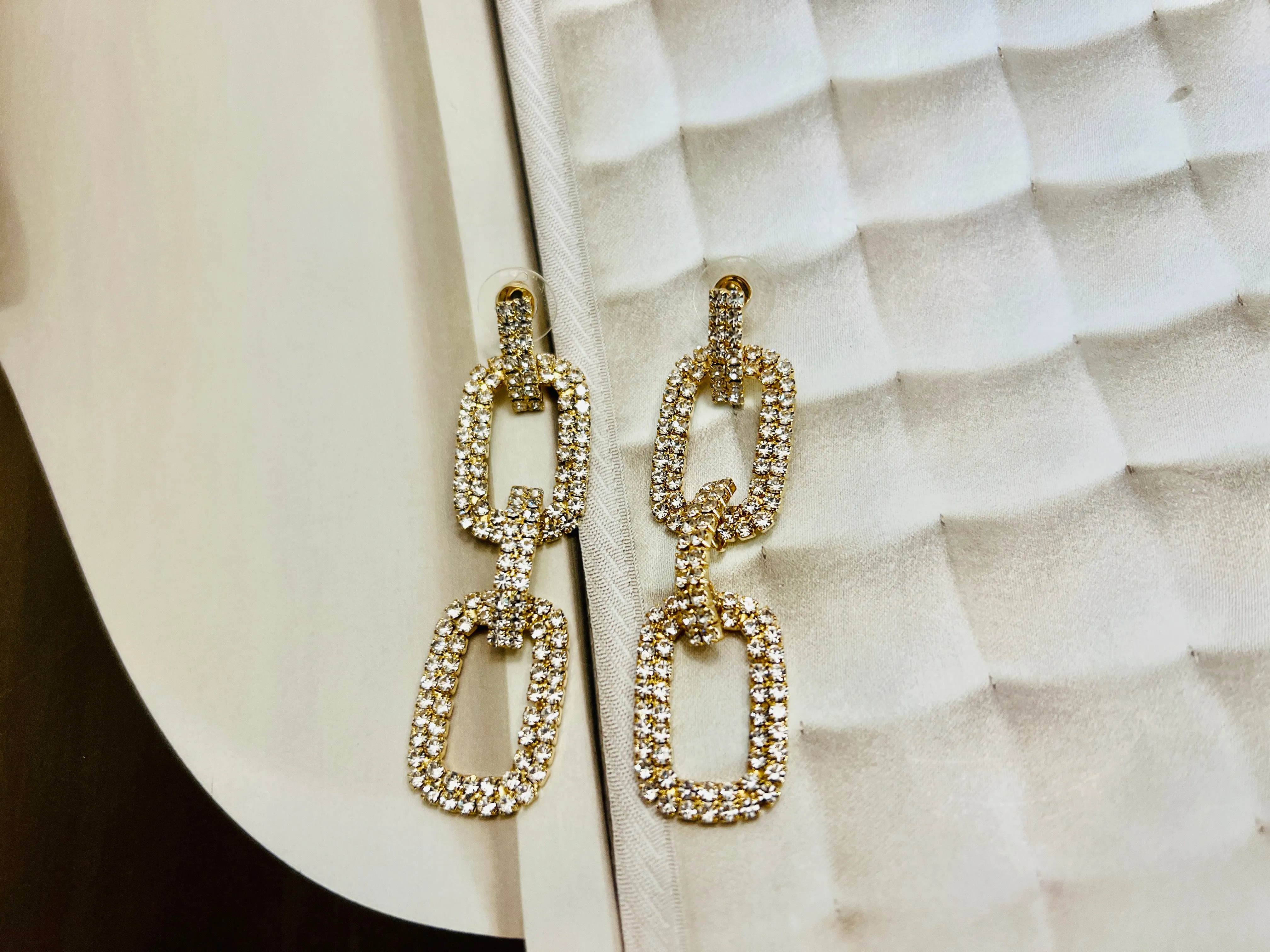 Rhinestone Link Statement Earrings